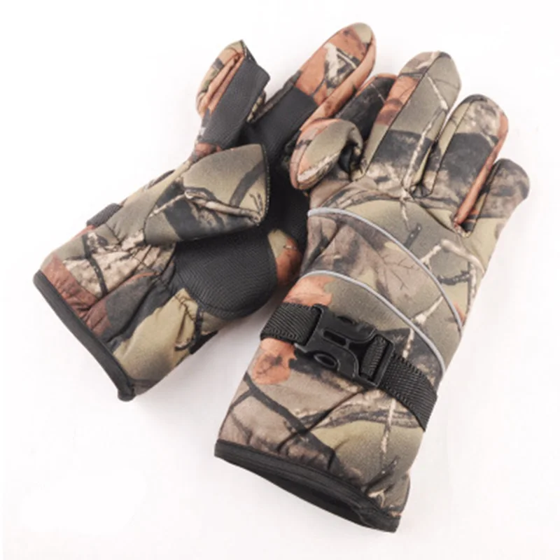 Men's waterproof cloth three-layer warm and cold outdoor sports shooting photography fishing gloves with two fingers E12