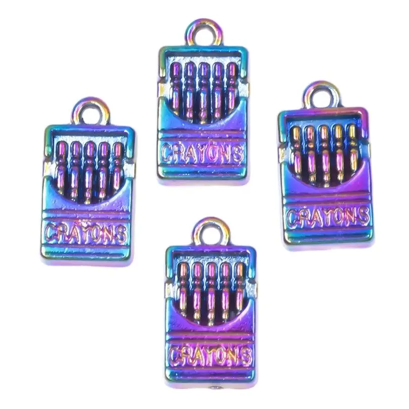 10PCS Rainbow Color Crayon Pendant Alloy Charms Accessories For Jewelry Crafts DIY Necklace Earring Metal Wholesale Bulk