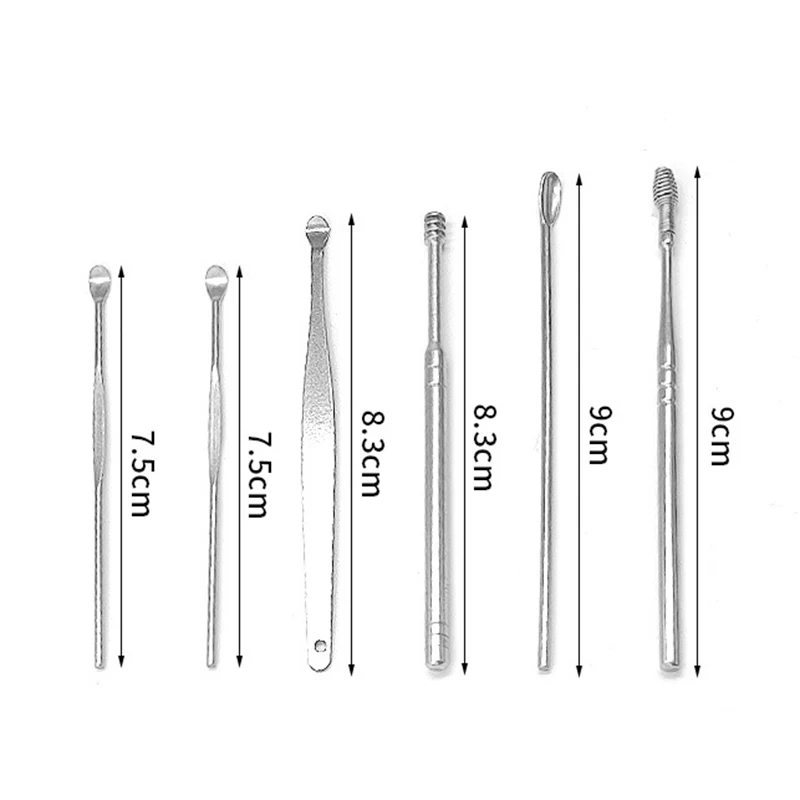 Kit de limpieza de oídos para bebés y adultos, limpiador de oídos, cuchara, Curette, 6 piezas