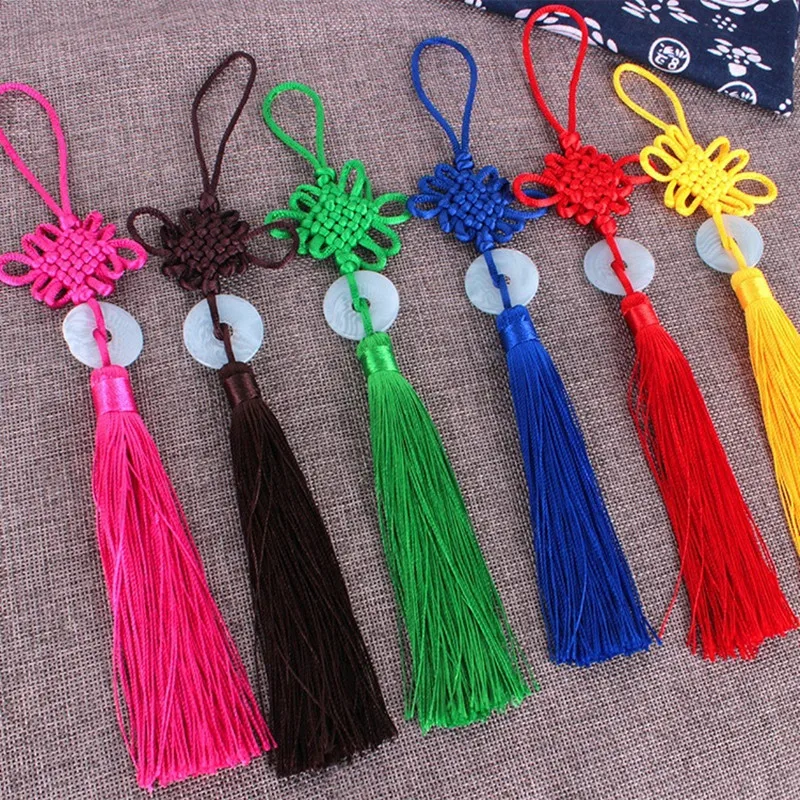 5Pcs Retro Chinese Knot Imitation Jade Tassels Fringe DIY Craft Knit Trim Jewelry Sachet Curtain Car Hang Gift Decor Accessories