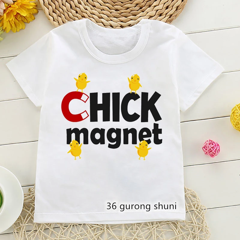 Chic Magneet Vogel Print T-shirt Meisjes/Jongens Kinderkleding Zomer Mode Tops Tee Shirt Kawaii Kids Kleding Harajuku Overhemd