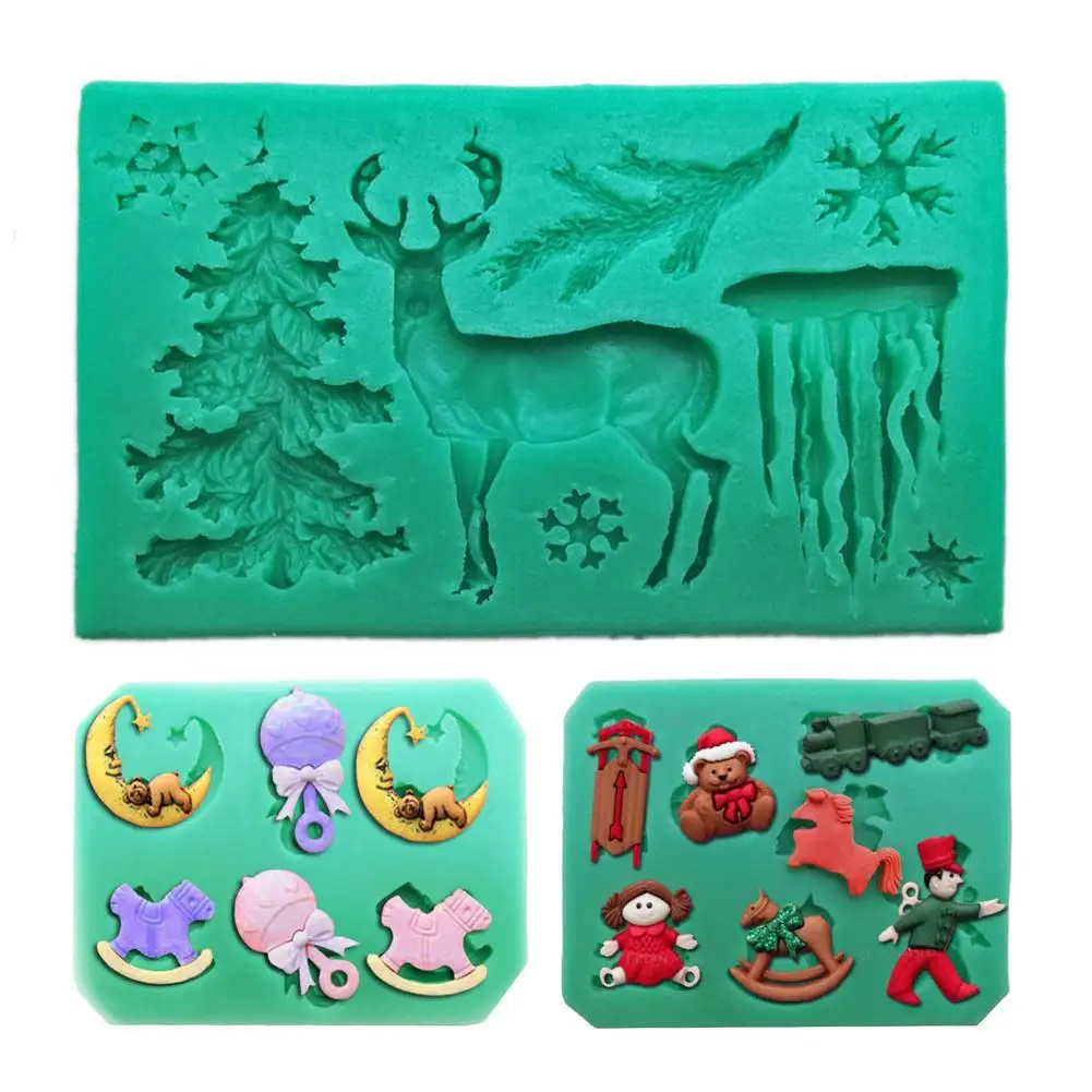 3D Christmas DIY Silicone Mold Fudge Chocolate Cake Baking Fondant Mould Jewelry Decoration Epoxy Plaster Abrasive DIY Tool