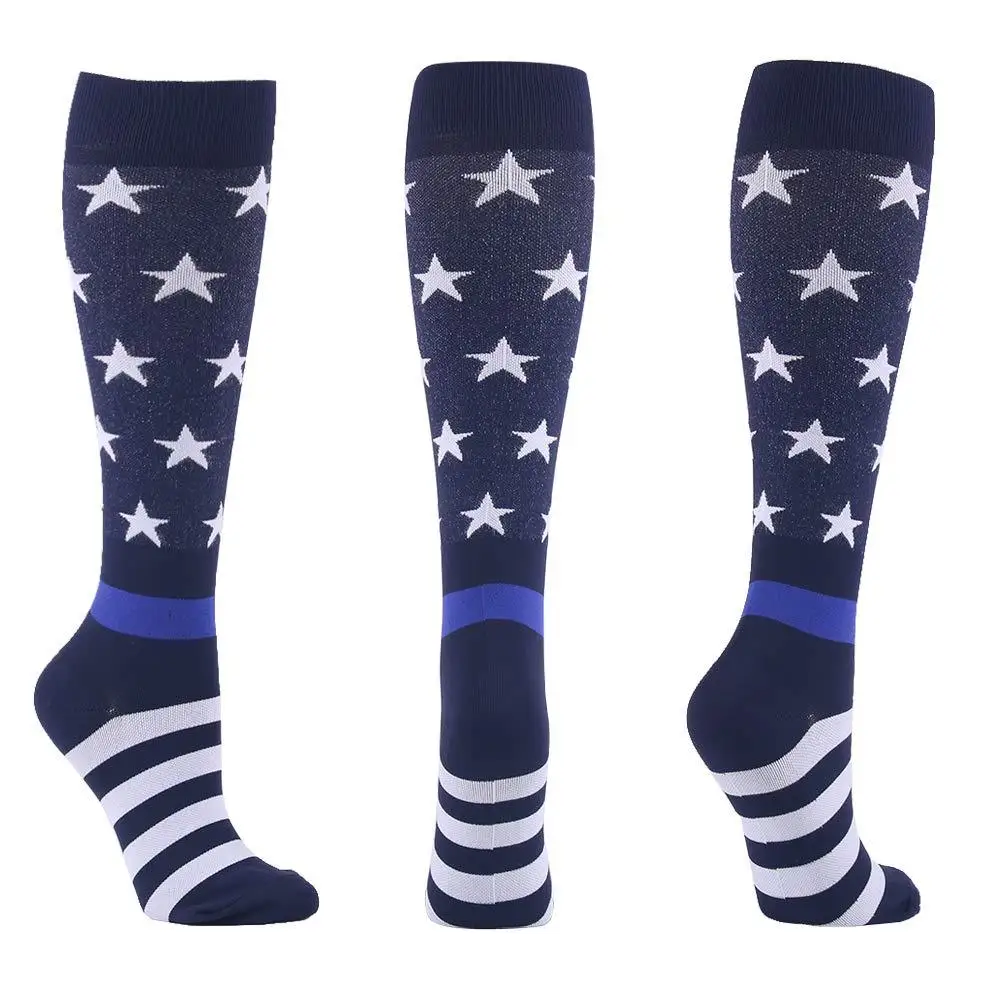 Men Women American Flag Compression Sport Socks For Unisex Athlete Running Cycling Football Basketball Ski Boost Stamina Socks