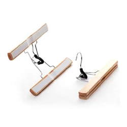 Natural Solid Wood Hanger Non-slip No Trace Hanger Pants Hangers Skirt Hangers Clips Slack Hanger