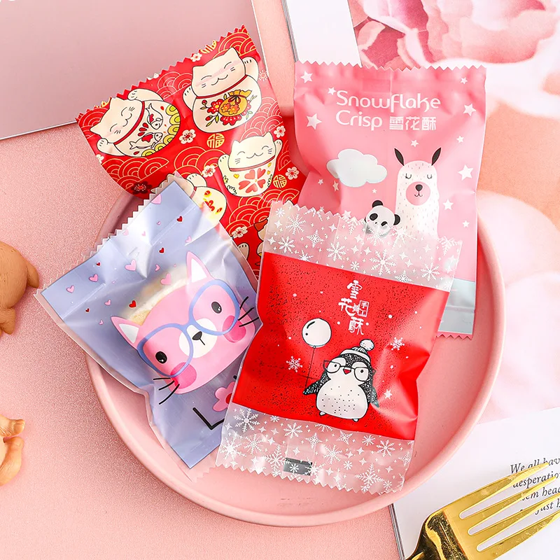 AQ Cartoon Astronaut Rocket Planet White Homemade Cookies Candy Packaging Bag Baby Boy Like Cute Snowflake Crispy Goodie Bags