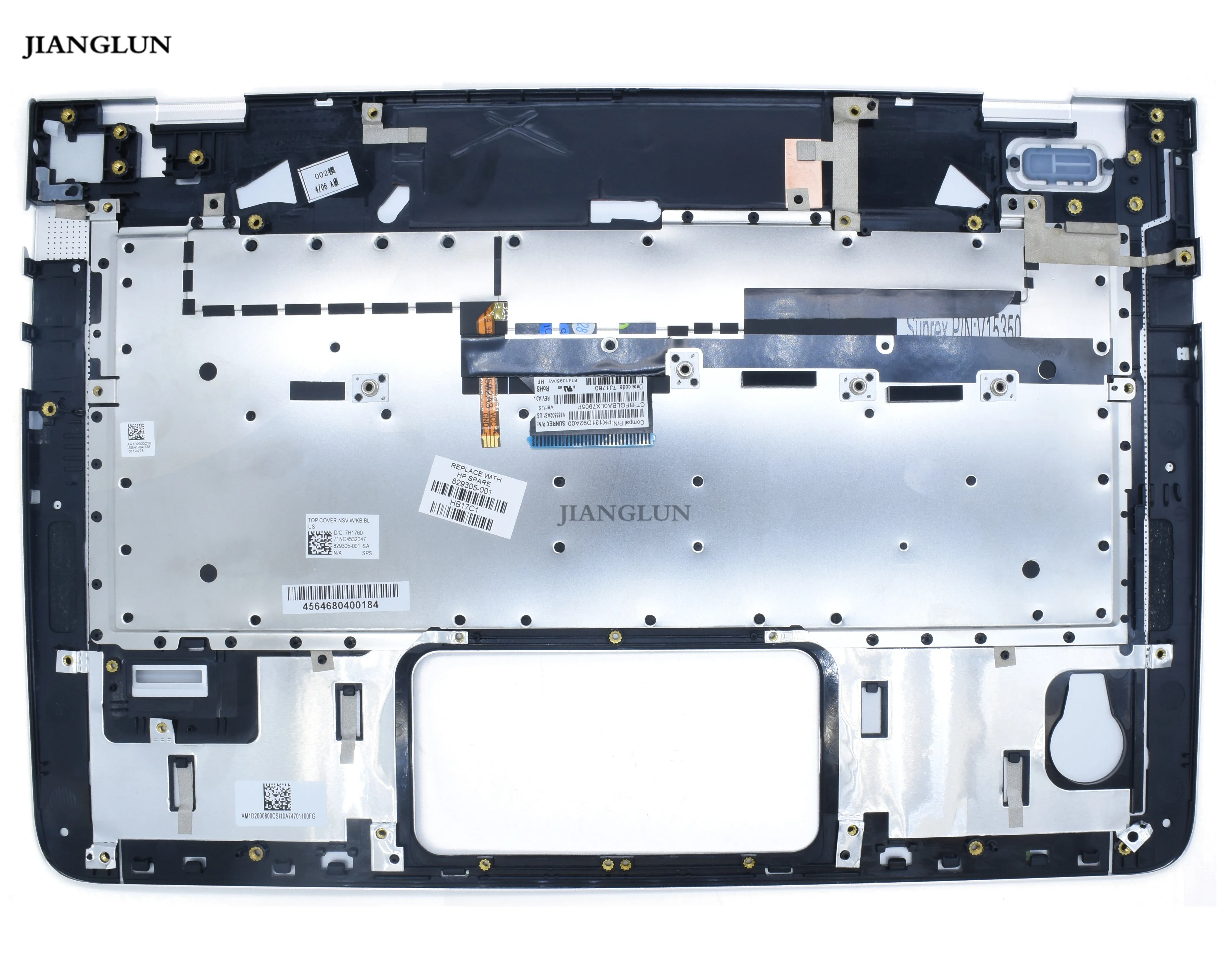 JIANGLUN For HP 13-d108TU Palmrest with US Layout Backlight Keyboad without Touchpad