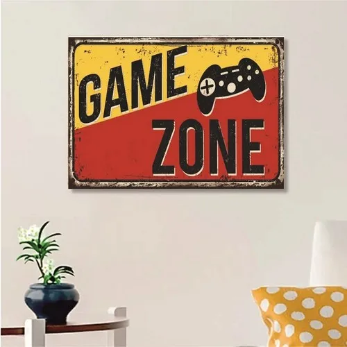 Gift Game Zone Wooden Vintage Poster Wall Decoration Living Room Decor Self Adhesive Decorative Motifs for Wall Ornament Souvenir