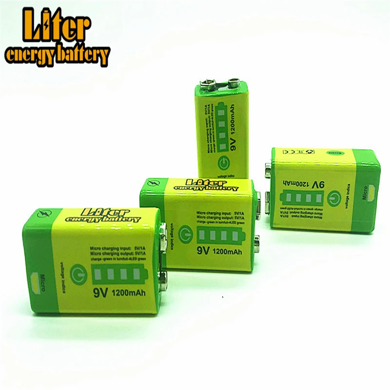 

Аккумуляторная батарея 9V 6F22 USB 1200mAh Li-Ion для дымовой сигнализации, беспроводной микрофон, гитарный эквалайзер, домофон, мультиметр, внешний аккумулятор