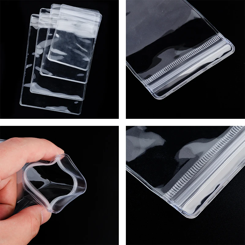 20pcs/lot Transparent PVC Self Sealing Plastic Jewelry Zip Lock Bags Thick Clear Ziplock Earrings Pendant Packaging Storage Bags