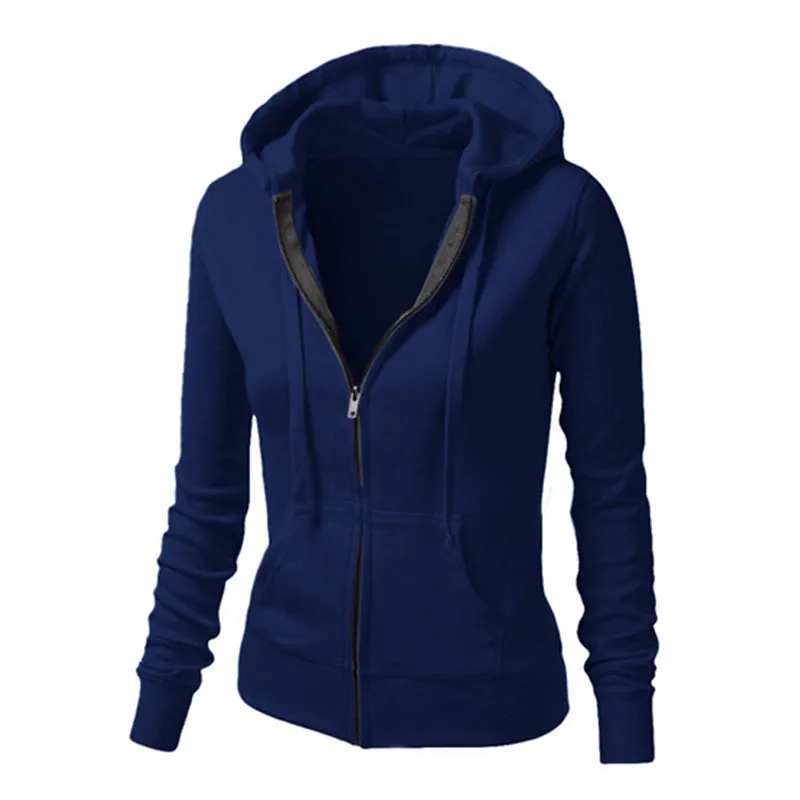 Black Zip Hooded Sweatshirt Winter Jacket Top Oversized Hoodies Fashion Casual Woman Clothes Long Sleeve Pullover Sweatshirts