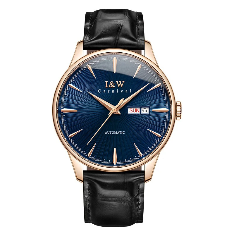 

Luxury Men's Mechanical Watch Switzerland I&W New MIYOTA Automatic Watch Sapphire Calendar Waterproof Leather Strap Montre homme