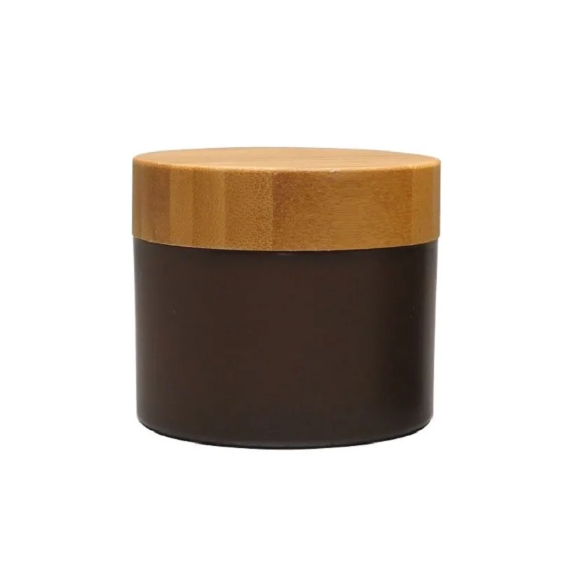 

150g Bamboo Cap Plastic Jar Brown Color Cosmetic Cream Packing Container 150ml Empty Wooden Lid Pot PET Bottle, 10Pcs/Lot