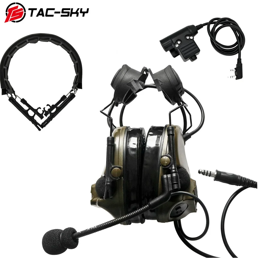 TAC-SKY COMTA III Helmet Bracket Silicone Earmuffs Headset With PTT U94 PTT And Tactical Headset Replacement Headband Headband