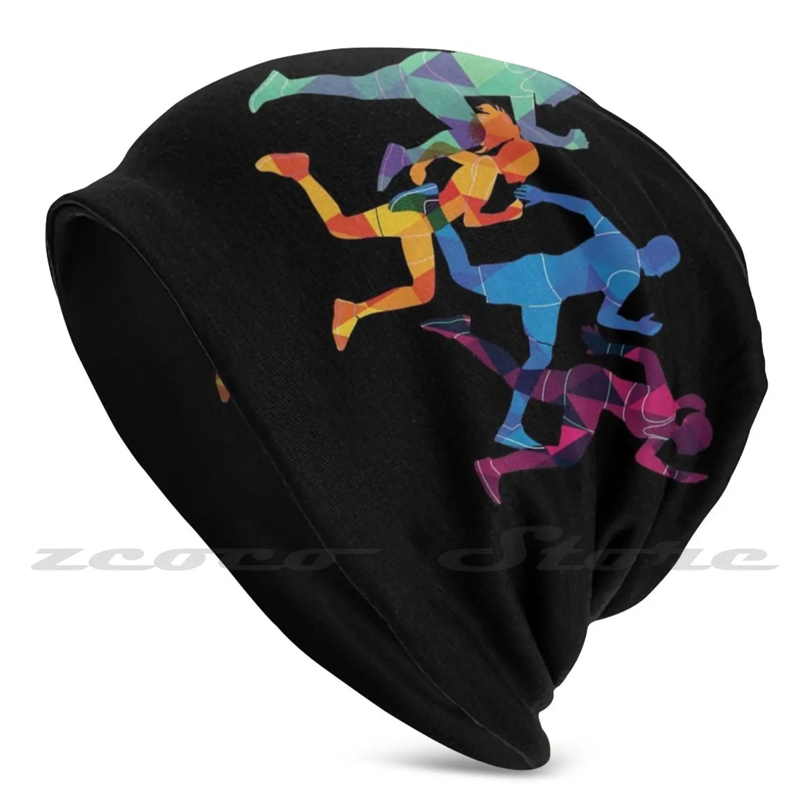 Running People Adult Kids Knit Hat Hedging Cap Outdoor Sports Breathable Running People Sports Runner Silhouette Run Training