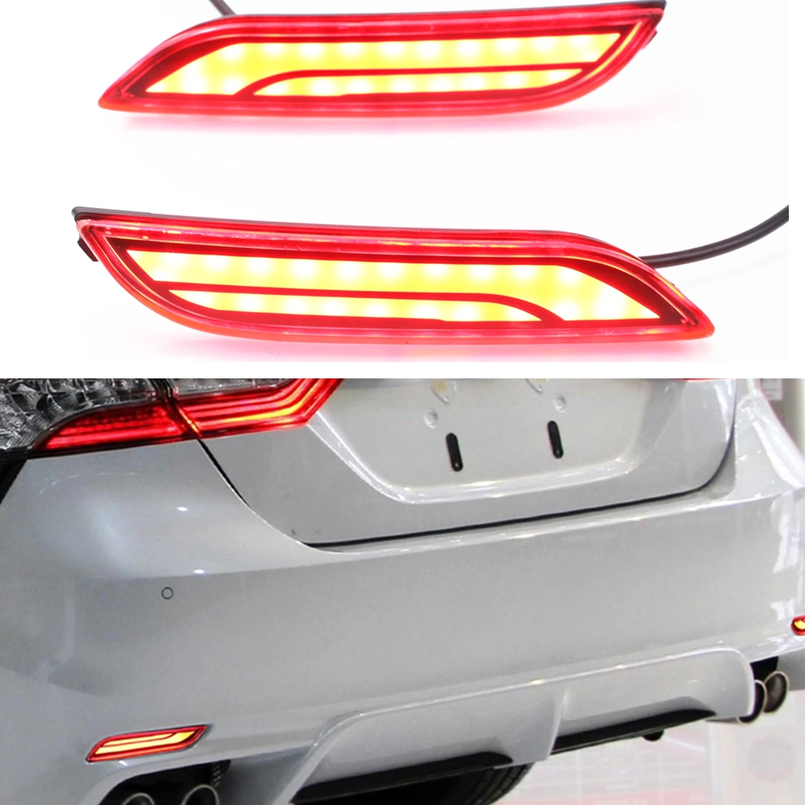 

Rear Bumper Reflector DRL Brake Stop LED Light For Toyota Camry 2017-2022 Tail Turn Signal Indicator Reflective Fog Lamp Bulb