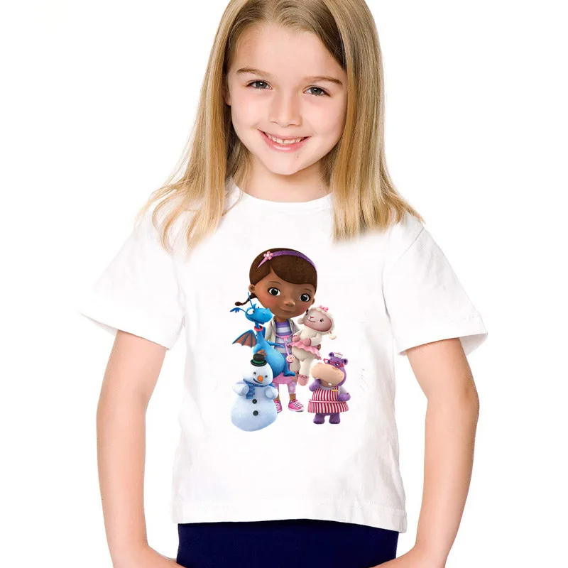 

Summer Kids T-shirt Doc McStuffins Clinic Girl Cartoon Print Children T shirt Funny Baby Girls Boys Clothes Tops,HKP5460