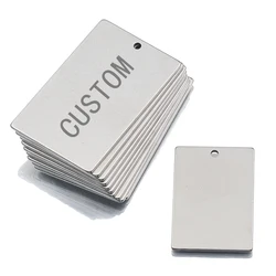 Stainless Steel Rectangle Blank Stamping Tag Disc Pendants Charms Diy For Necklace Jewelry Making Engraving Plate Accessories