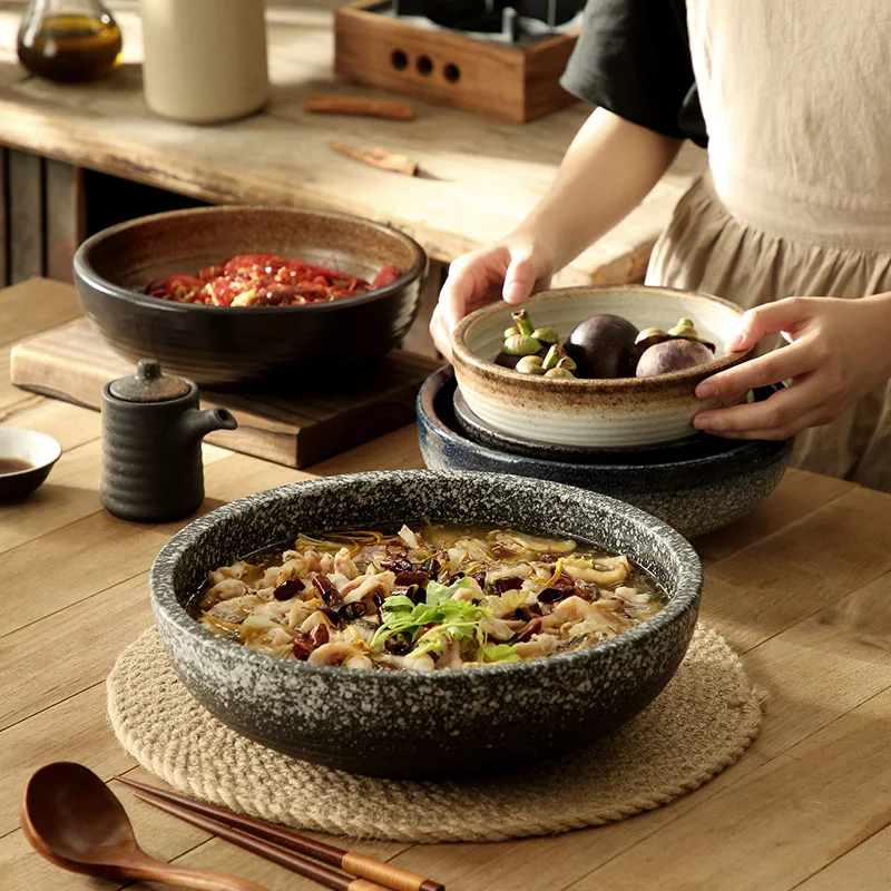 Ceramic Ramen Bowl Soup Bowl Large-capacity Restaurant Special Crayfish Pickle Fish Boiled Fish Bowl Food Plate Salad Bowl