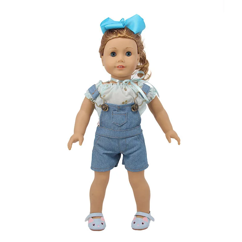 2 sztuk/zestaw ubranka dla lalki topy + dżinsy płaszcz sweter sukienka Fit 18 Cal American of Girl's Doll i 43Cm Baby Reborn Doll nasza generacja zabawka