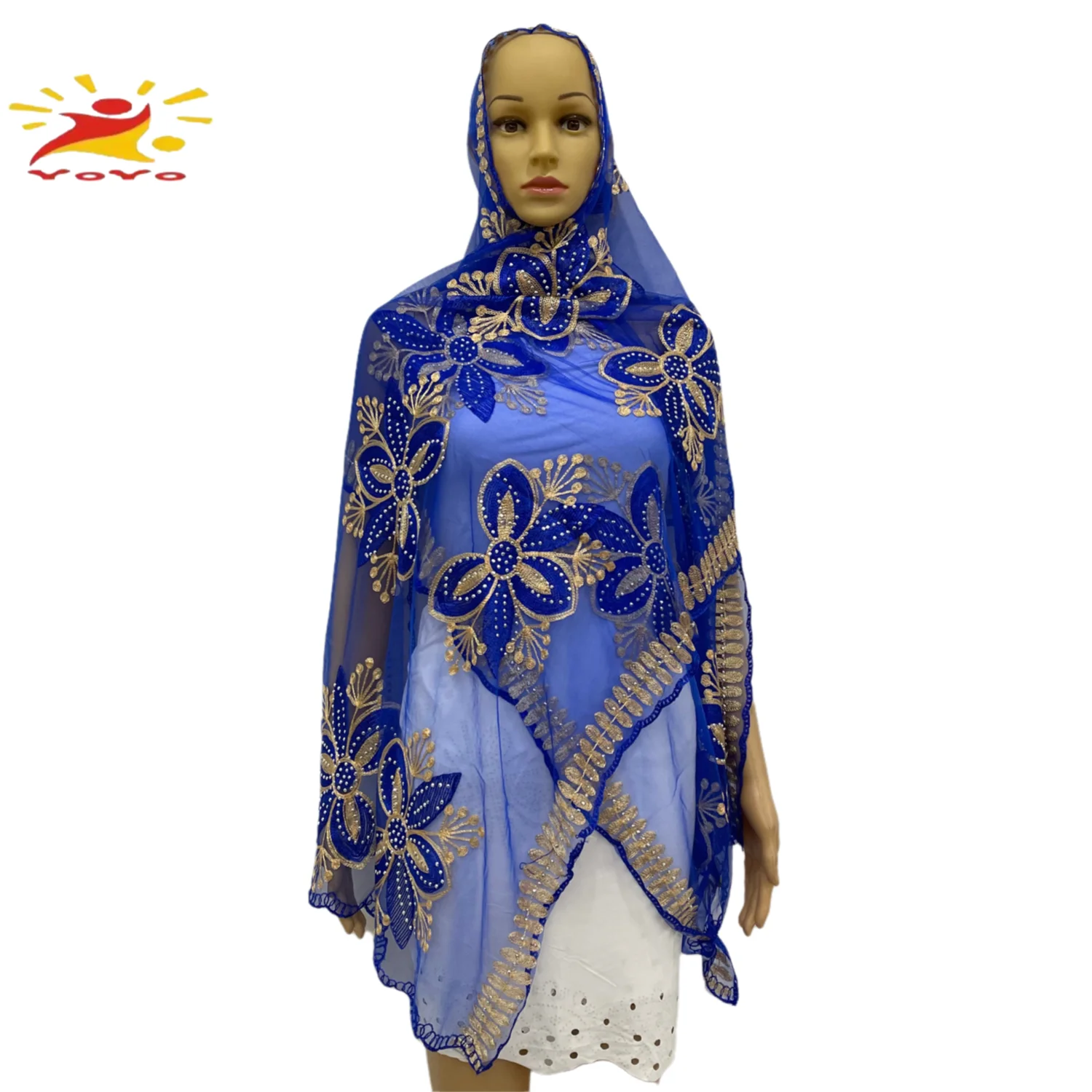 Châu Phi Mới Nữ Khăn Phụ Nữ Hồi Giáo Hijab 210*50Cm Lưới Nhỏ Khăn Choàng Khăn Choàng HB133