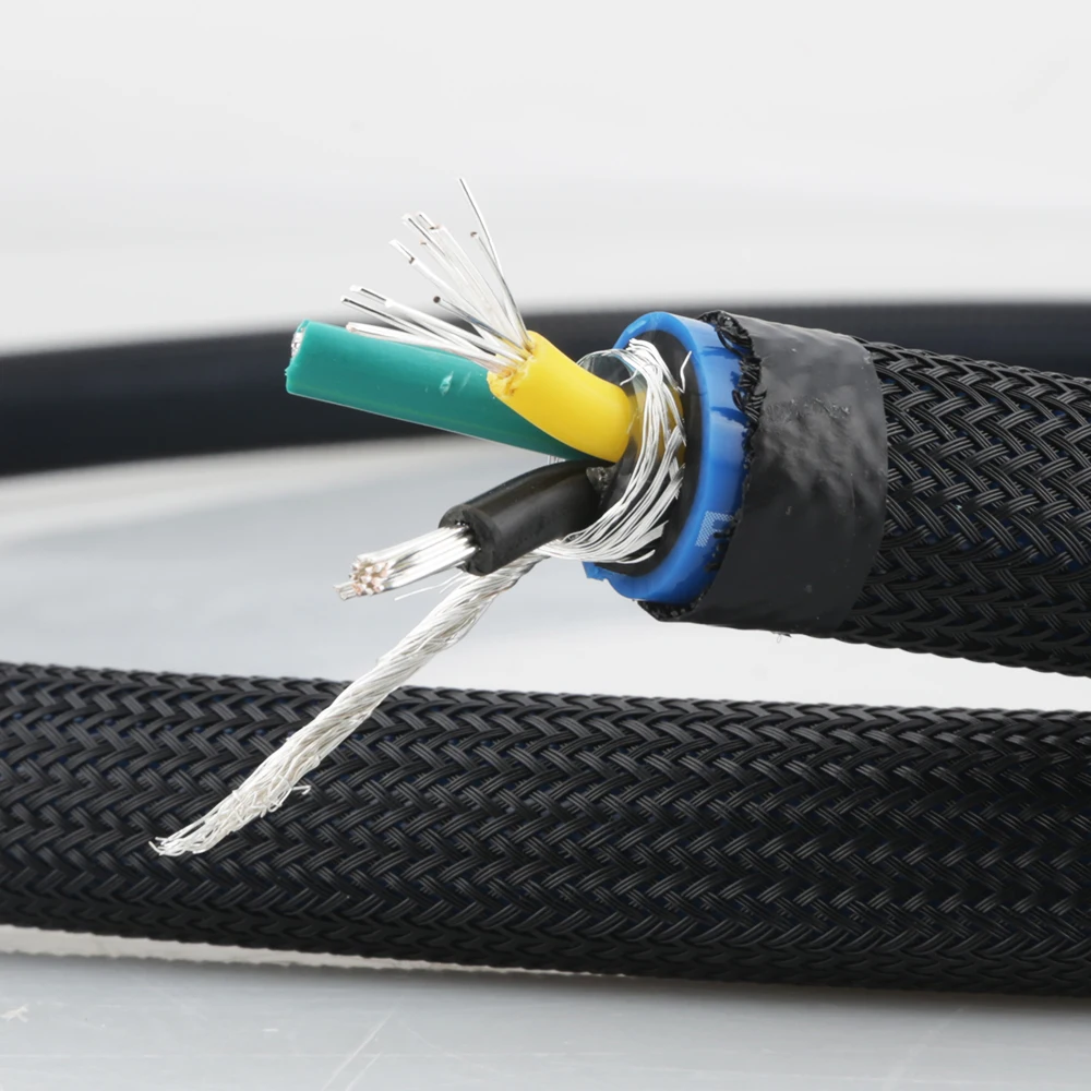 Audiocrast P111 câble d'alimentation ca plaqué argent par mètre avec manchons EMC blindé OFC HIFI bricolage cordon d'alimentation fil pour ue US AU
