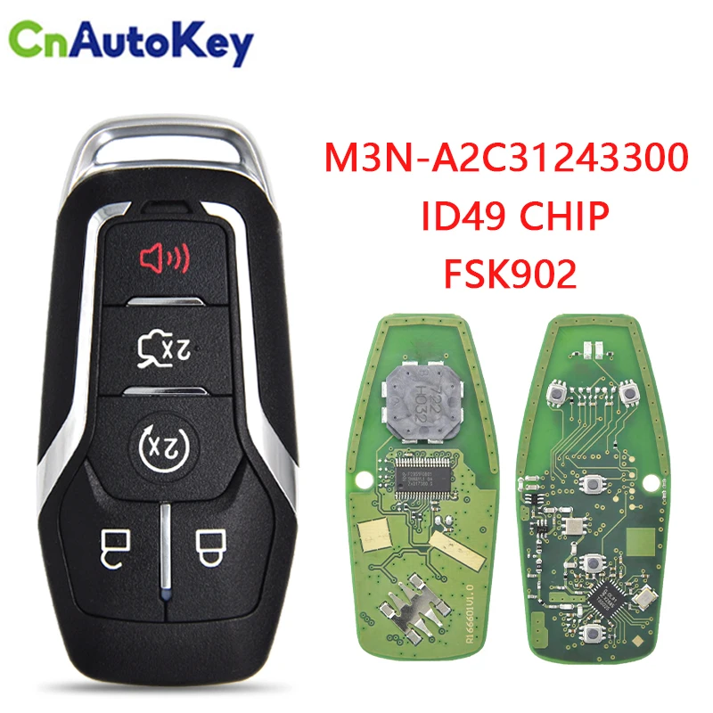 

Car Remote Key For Ford Fusion Explorer edge Mustang 2013-2017 FSK902 M3N-A2C31243300 ID49 Hitag Promixity Smart Key for Ford