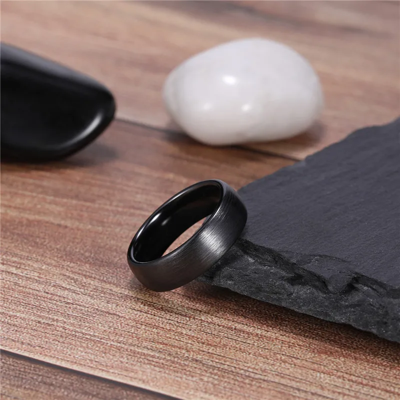 Unisex Brushed Black Ceramic Wedding Ring, Tigrade Design