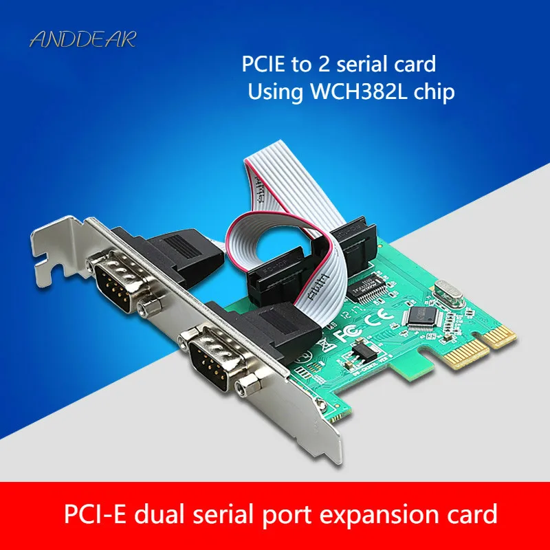 

ANDDEAR Pci-e serial expansion card adapter card 2 port RS232 two com bayonet harness connector lot