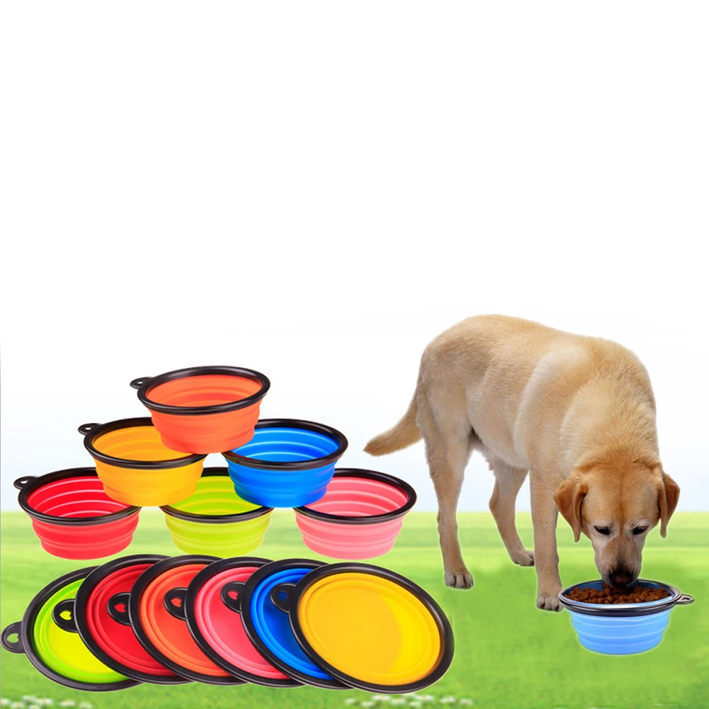 Pet Accessory Silicone Material Travel Camping Hiking Walking Dog Bowl Pet Feeder Raised Dog Bowl Travel