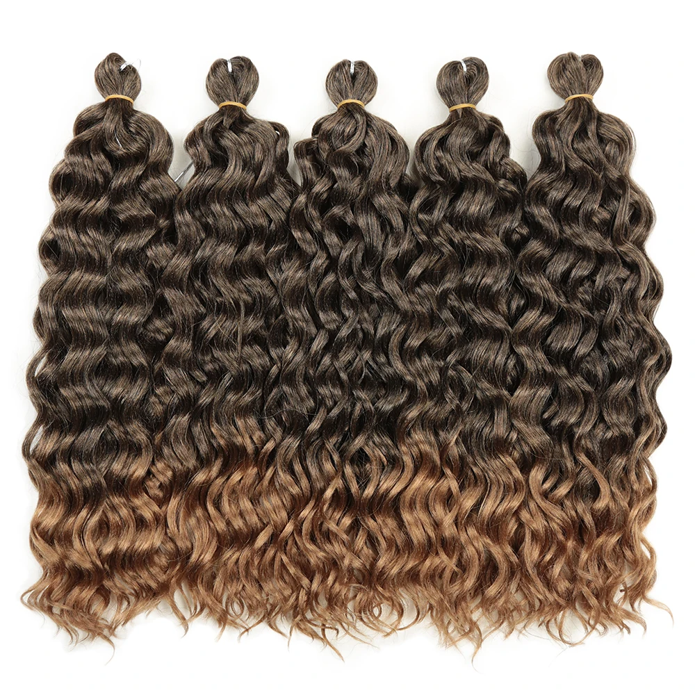 18-24 Inch Ocean Wave Crochet Braid Hair Hawaii Afro Curls Natural Synthetic Braiding Hair Extensions Pink 613 Hair Expo City