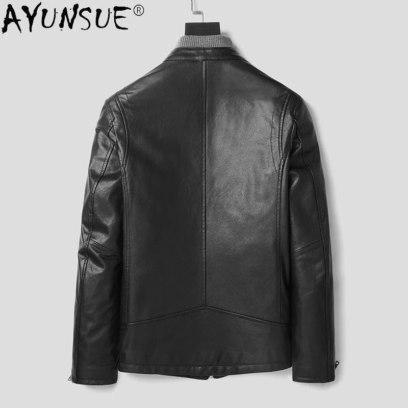 Men New Clothing Genuine Sheepskin Leather Jacket Mens Clothes Motorcycle Winter Coat Male Hommes Veste LXR271