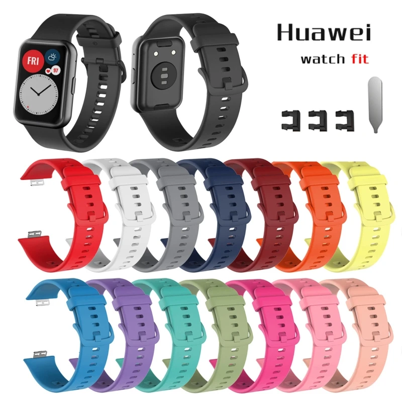 Rubber Strap for -Huawei Watch Fit Smart Wristband Bracelet Accessories Band