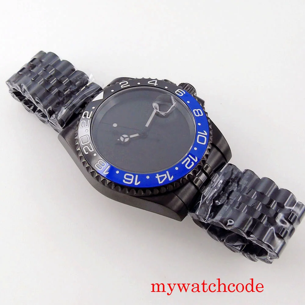 40 มม.Bliger สีดําปราศจากเชื้อ Sapphire Glass NH35A MIYOTA 8215 MINGZHU 2813 PT5000 อัตโนมัตินาฬิกาผู้ชายเซรามิคใส่ Jubilee