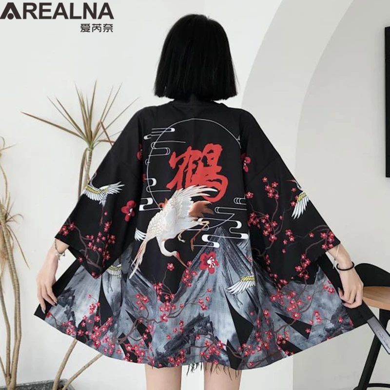 

Haori Yukata Men Korean Samurai Japanese Kimono Traditional Clothing Vintage Crane Anime Kimono Beach Girls Cosplay Dress Shirts