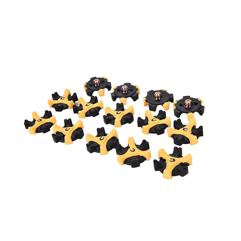 14Pcs Yellow+black Golf Shoe Spikes Replacement Champ Cleat Screw Fast Twist Foot For Adida Training Aids Accessories