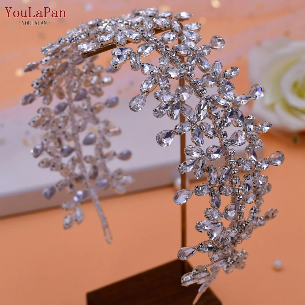 TOPQUEEN Wedding Headband Bridal Headdresses Bridesmaid Hair Hoop Women Tiara Rhinestone Baroque Bride Hair Accessories HP404