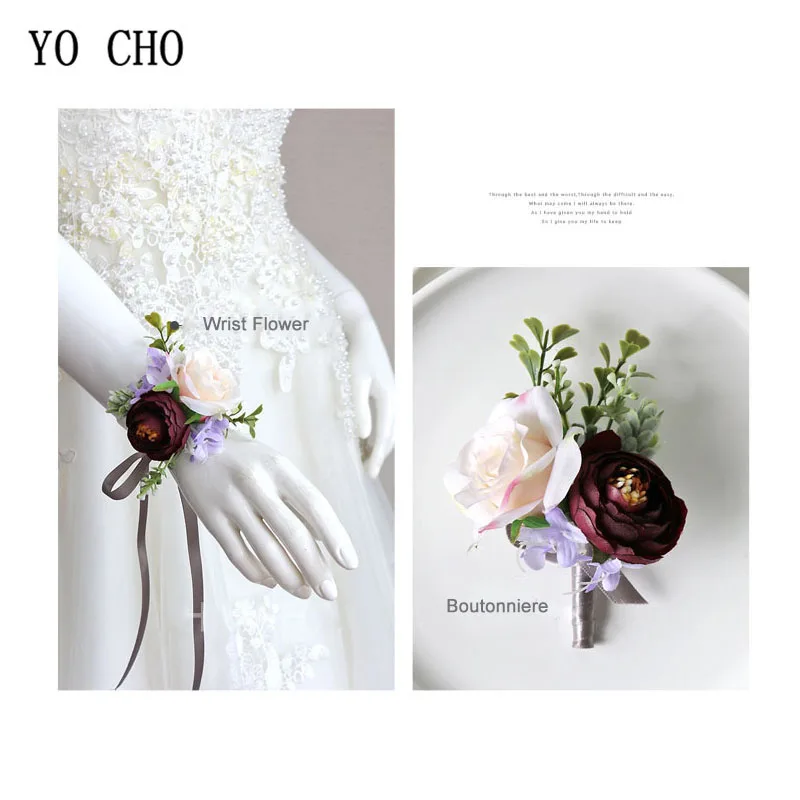 Hình Cho Cô Dâu Cổ Tay Áo Khoác Nữ Họa Tiết Nam Boutonniere Cưới Cô Dâu Cổ Tay Hoa Bé Gái Vòng Tay Em Gái Xòe Hoa Nhân Tạo Hoa Hồng