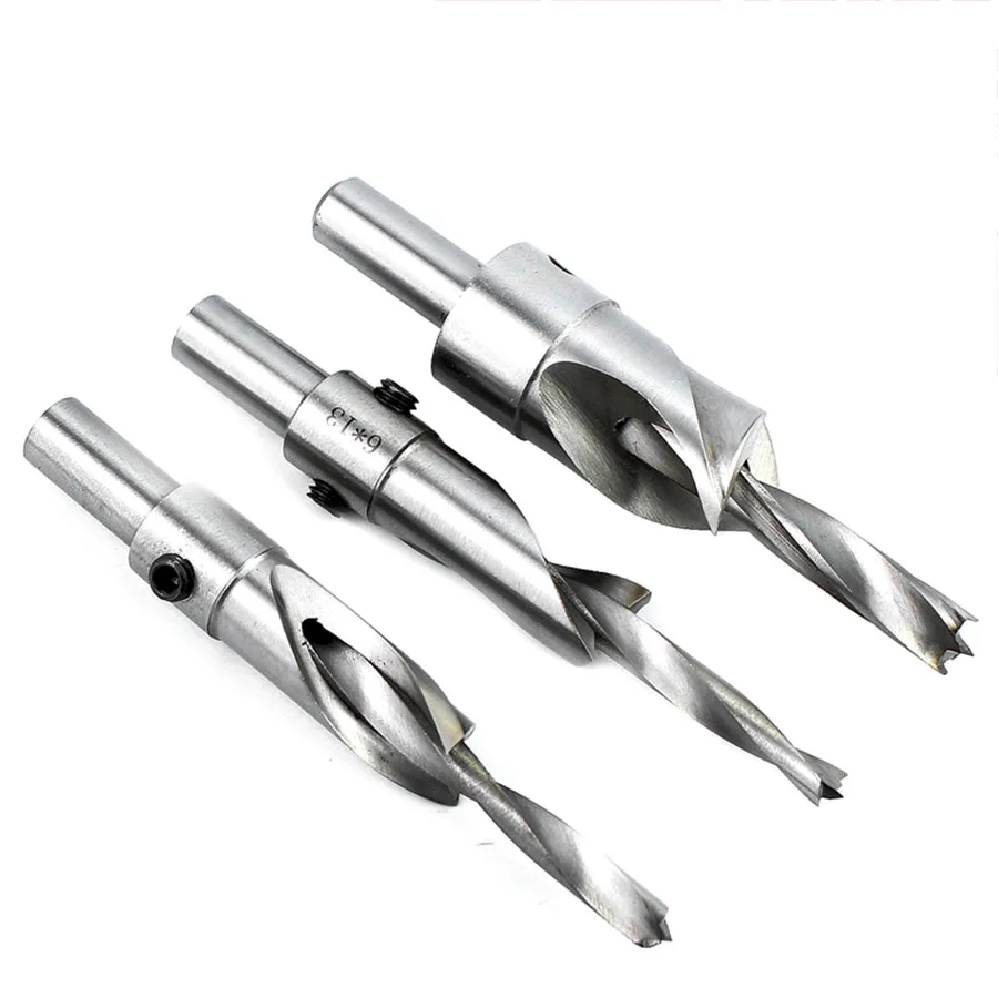 Woodworking countersink drill bit high-speed steel salad drill step drill bit Two-step screw pattern with double hole opener bit
