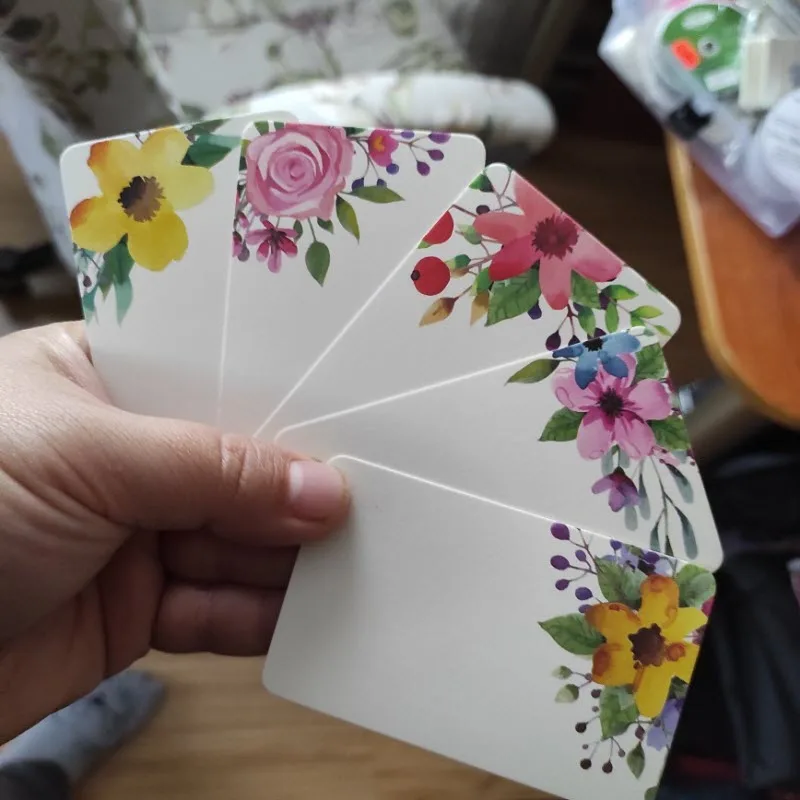 Lychee — carte de vœux en papier, 50 pièces, cartes de message floral faite à la main, de soirée, d'invitation de mariage, DIY bricolage