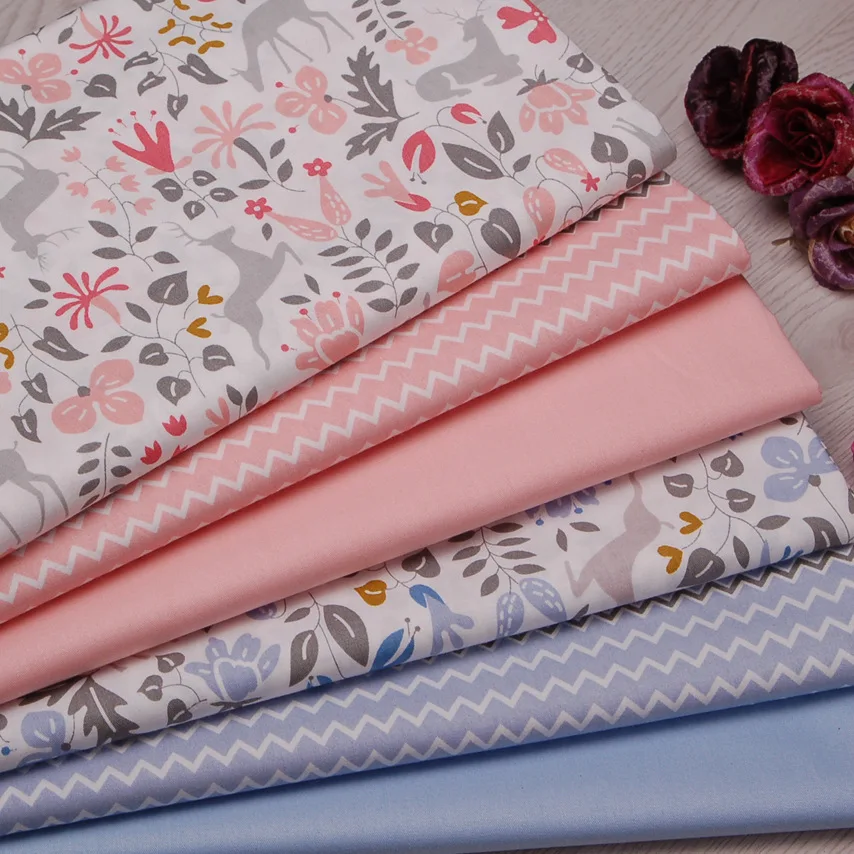 Rosa Blu Cervi Cucito FAI Da TE Patchwork Quilting Fatti A Mano Del Bambino Complementi Arredo Casa Biancheria Da Letto Tessile Coperta Lenzuola