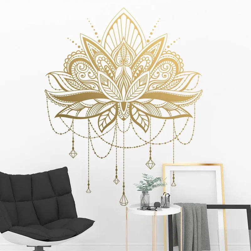 Mandala lotus dress up wall stickers boho style ethnic Indian Buddhist yoga studio home bedroom door decoration vinyl decals M6