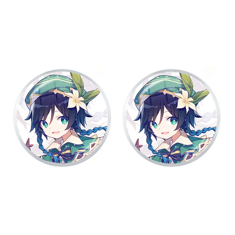 2021 New Arrival Genshin impact Cartoon Glass Dome Stud Earrings For Women Girls Jewelry Gift
