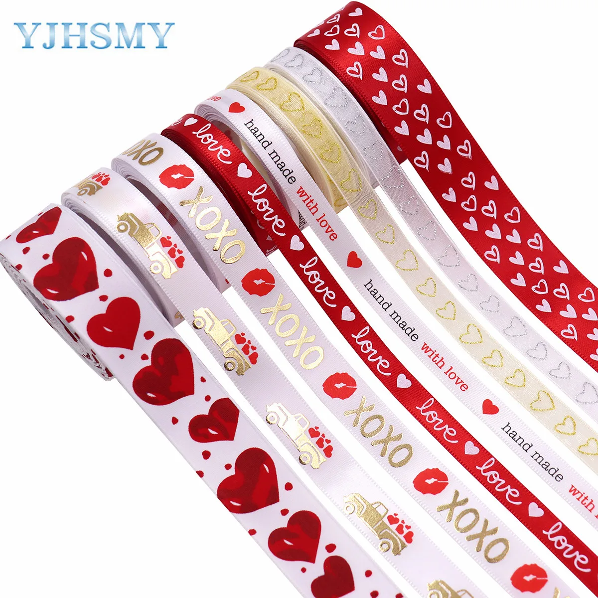 5 Yards Hot Gold Ribbon XO Red Lips Valentine's Day Flower Bouquet Bandage Wedding Love Car Ribbons