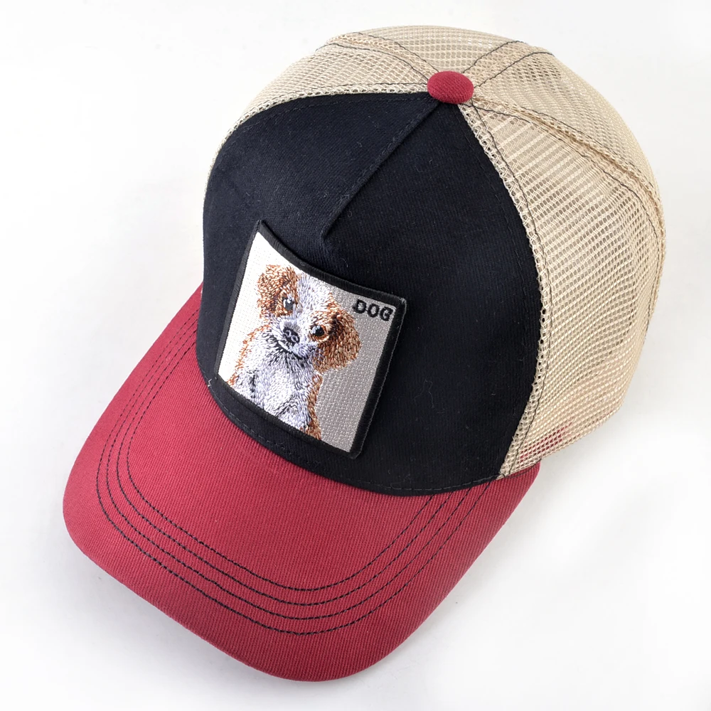 Mesh Baseball Caps With Lovely Dog Embroidery Patch Women\'s Snapback Hat Summer Visor Cap Men Outdoor Casual Hip Hop Casquette