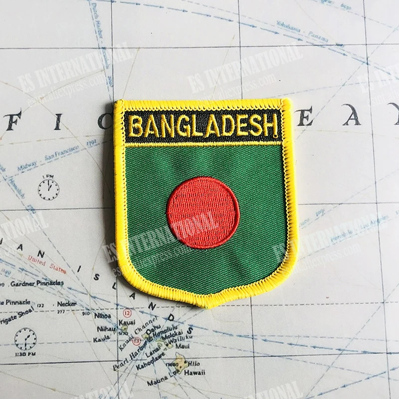 Bangladesz flaga narodowa łaty do haftu odznaka tarcza kwadratowe Pin jeden zestaw na tkaninie opaska dekoracja plecaka