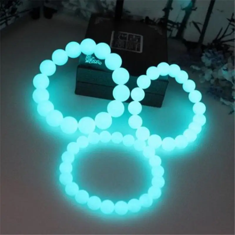 Charm Man Bracelet Luminous Fluorescent Stone Pearl Night Light Jellery Glow In The Dark For Women Pulsera Antiestres Bijoux