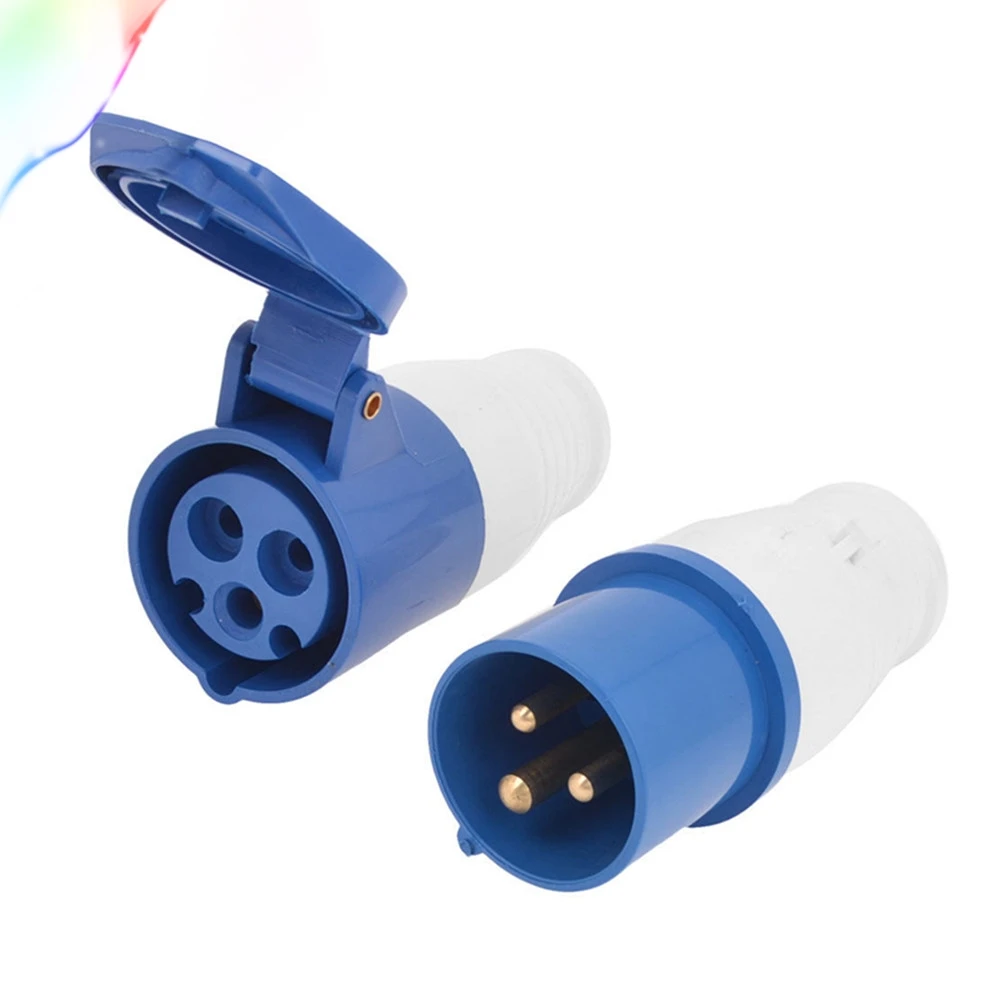 Plastic Housing 2P+E Poles 16A Industrial Socket SF-013 Blue White AC 220-250V