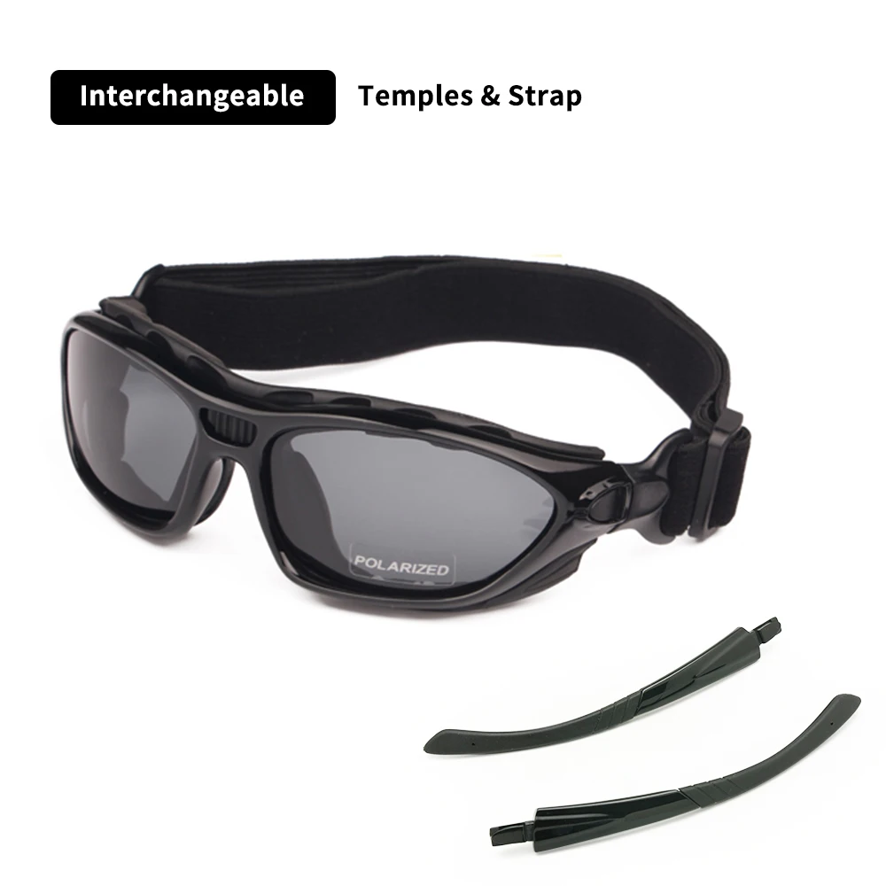 Motorcycle Goggles Polarized Clear 2 Pairs Day Night, Cycling Sunglasses Temples Strap Interchangeable, Helmet Glasses