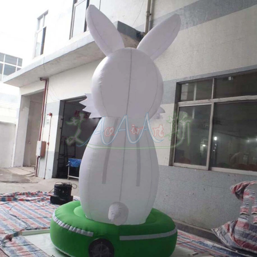 2022 Inexpensive 20ft Tall Inflatable Easter Bunny Holding An Egg Inflatable Standing Bunny Model Cartoon With LED Lights