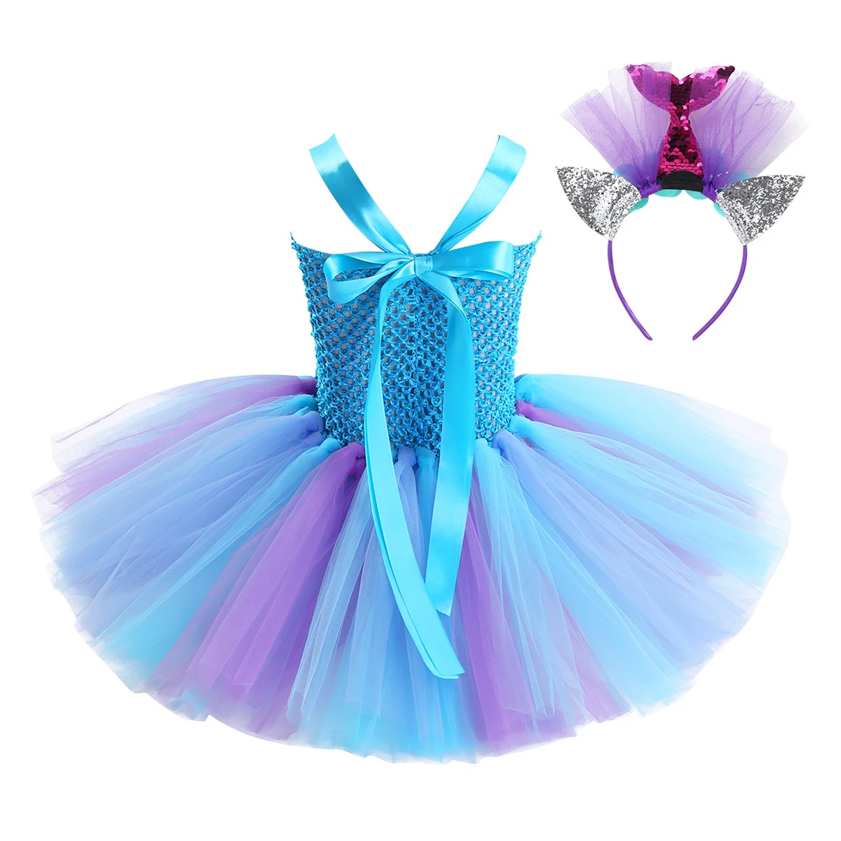 Kids Meisjes Cosplay Party Jurk Prinses Jurk Up Mermaid Tulle Tutu Jurken Thema Verjaardagsfeestje Kostuum Met Bloem Hoofdband